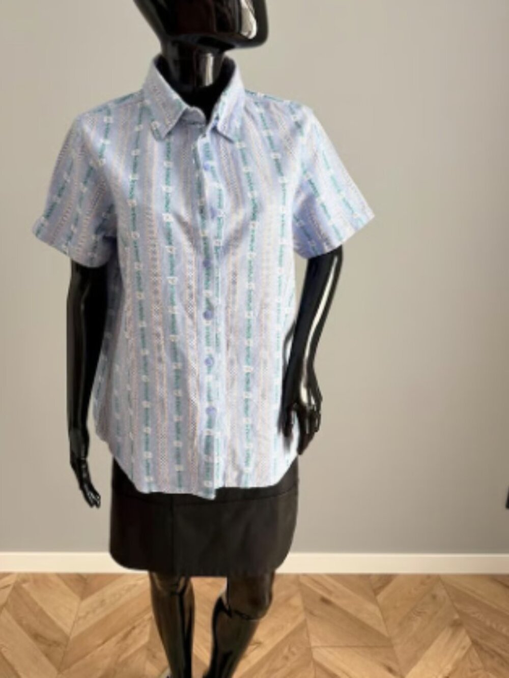 Traditional Swiss Edelweiss Shirt Atrium Blue Short Sleeve Women